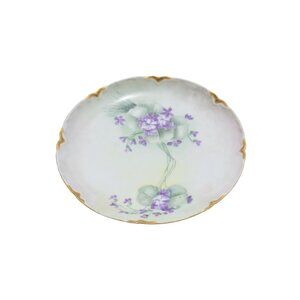 Vintage Set of 8 Haviland France Hand Painted Floral Gold Edge Plates